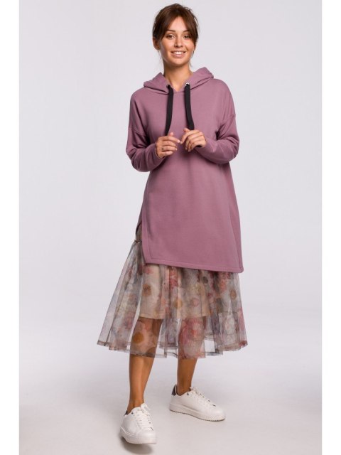 B179 Bluza z kapturem i asymetrycznym rozcięciem B179 Bluza z kapturem i asymetrycznym rozcięciem