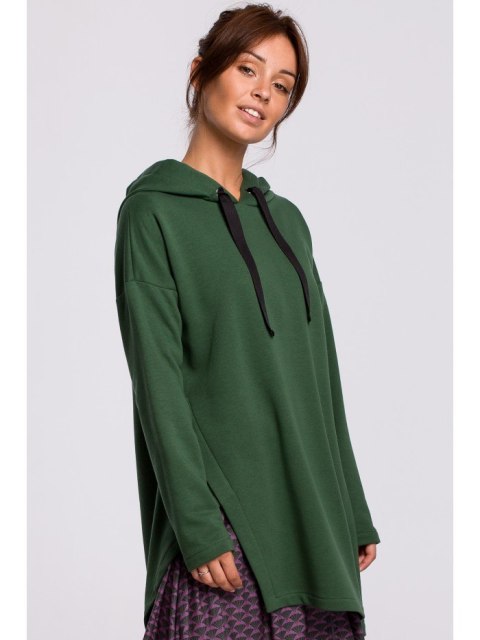 B179 Bluza z kapturem i asymetrycznym rozcięciem B179 Bluza z kapturem i asymetrycznym rozcięciem