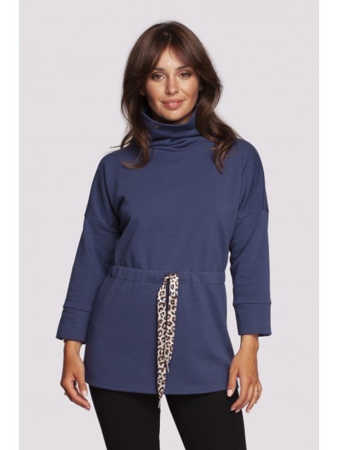B236 Bluza z golfem i tasiemką w centki B236 Bluza z golfem i tasiemką w centki