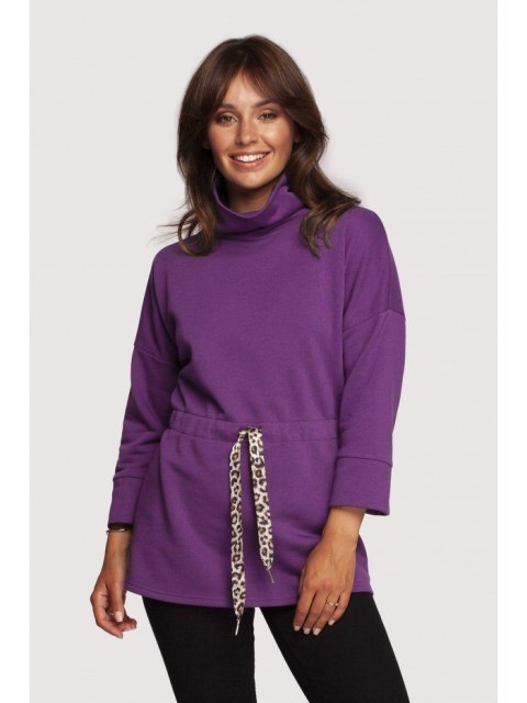 B236 Bluza z golfem i tasiemką w centki B236 Bluza z golfem i tasiemką w centki