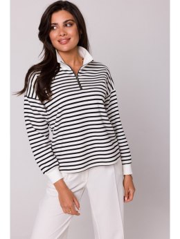B250 Bluza w paski z wysokim kołnierzem