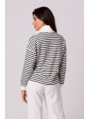 B250 Bluza w paski z wysokim kołnierzem
