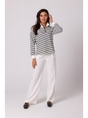 B250 Bluza w paski z wysokim kołnierzem