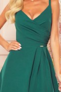 299-4 CHIARA elegancka maxi suknia na ramiączkach - ZIELEŃ BUTELKOWA