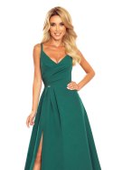 299-4 CHIARA elegancka maxi suknia na ramiączkach - ZIELEŃ BUTELKOWA