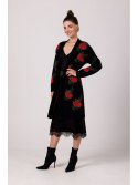 BK102 Długi kardigan w róże