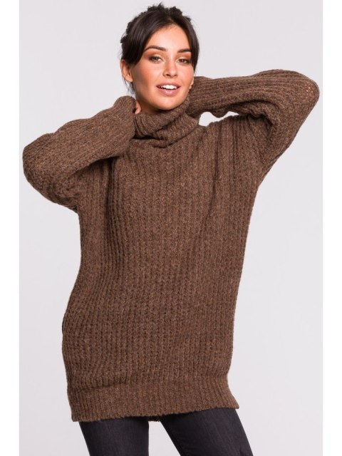 BK030 Długi sweter z golfem BK030 Długi sweter z golfem