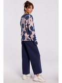 BK056 Sweter w kwiaty