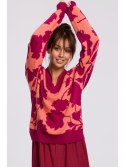 BK056 Sweter w kwiaty