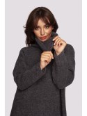 BK086 Sweter z golfem i rozcięciem z tyłu