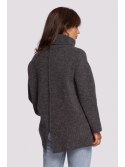 BK086 Sweter z golfem i rozcięciem z tyłu