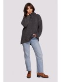 BK086 Sweter z golfem i rozcięciem z tyłu