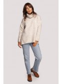 BK086 Sweter z golfem i rozcięciem z tyłu