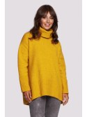 BK086 Sweter z golfem i rozcięciem z tyłu