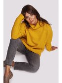 BK086 Sweter z golfem i rozcięciem z tyłu