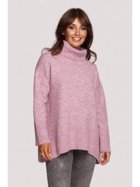 BK086 Sweter z golfem i rozcięciem z tyłu BK086 Sweter z golfem i rozcięciem z tyłu