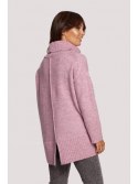 BK086 Sweter z golfem i rozcięciem z tyłu