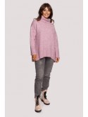 BK086 Sweter z golfem i rozcięciem z tyłu