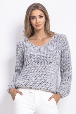 Sweter Chunky Knit z dekoltem V F760 Fobya