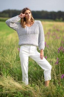 Sweter Chunky Knit z dekoltem V F760 Fobya