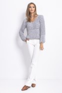 Sweter Chunky Knit z dekoltem V F760 Fobya