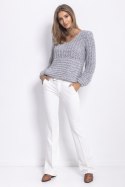 Sweter Chunky Knit z dekoltem V F760 Fobya