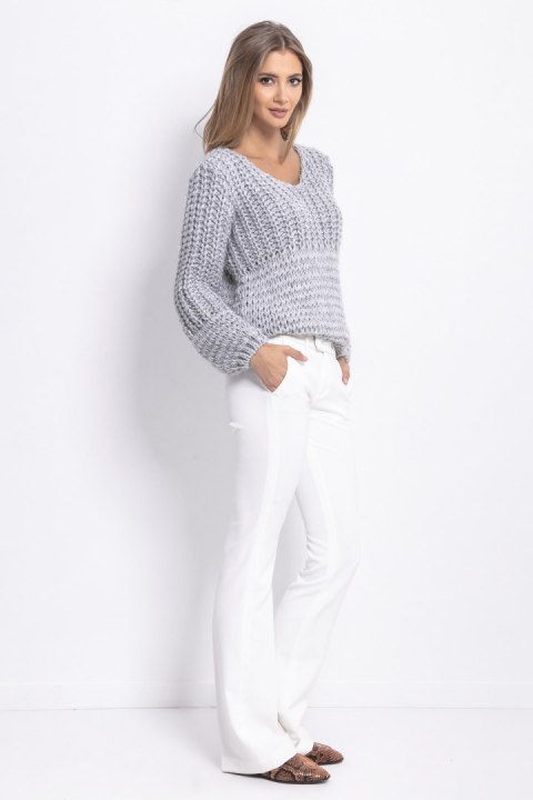 Sweter Chunky Knit z dekoltem V F760 Fobya Sweter Chunky Knit z dekoltem V F760 Fobya