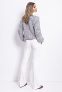 Sweter Chunky Knit z dekoltem V F760 Fobya