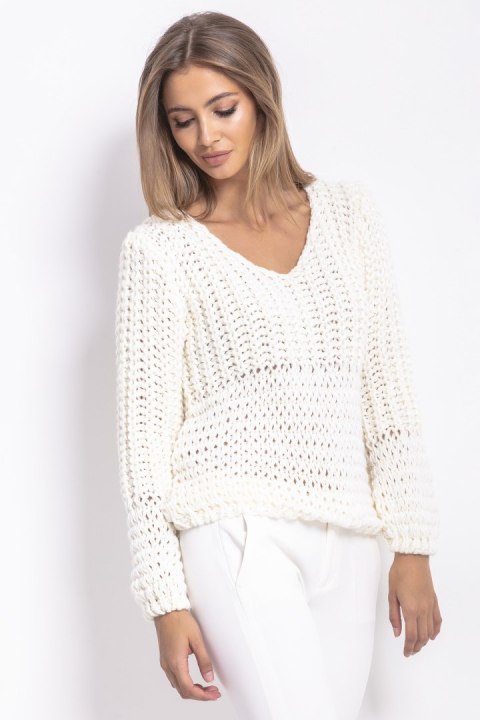 Sweter Chunky Knit z dekoltem V F760 Fobya Sweter Chunky Knit z dekoltem V F760 Fobya