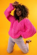 Sweter Chunky Knit z dekoltem V F760 Fobya