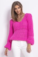 Sweter Chunky Knit z dekoltem V F760 Fobya