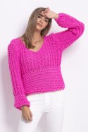 Sweter Chunky Knit z dekoltem V F760 Fobya