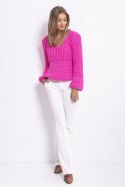 Sweter Chunky Knit z dekoltem V F760 Fobya