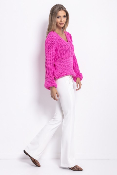 Sweter Chunky Knit z dekoltem V F760 Fobya Sweter Chunky Knit z dekoltem V F760 Fobya