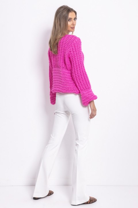 Sweter Chunky Knit z dekoltem V F760 Fobya Sweter Chunky Knit z dekoltem V F760 Fobya