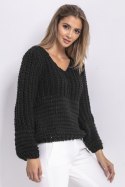 Sweter Chunky Knit z dekoltem V F760 Fobya