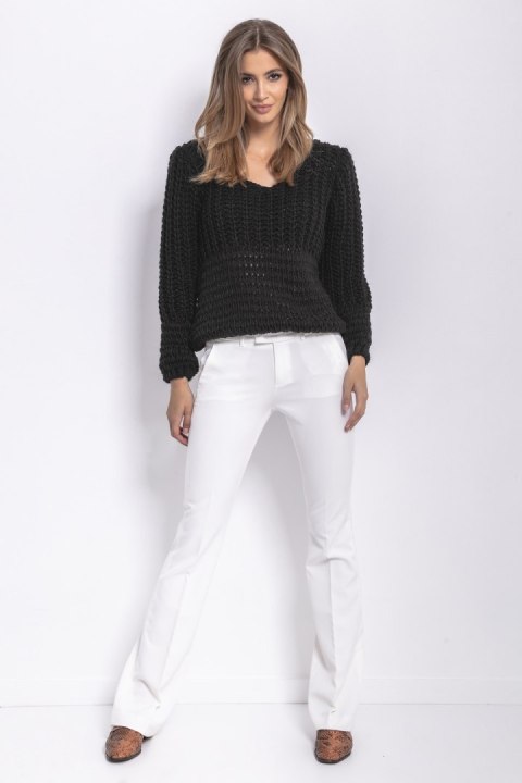 Sweter Chunky Knit z dekoltem V F760 Fobya Sweter Chunky Knit z dekoltem V F760 Fobya