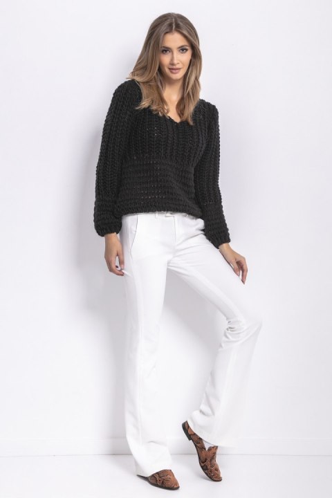 Sweter Chunky Knit z dekoltem V F760 Fobya Sweter Chunky Knit z dekoltem V F760 Fobya