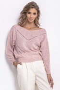 Sweter z ażurem i dekoltem F765 Fobya