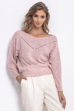 Sweter z ażurem i dekoltem F765 Fobya