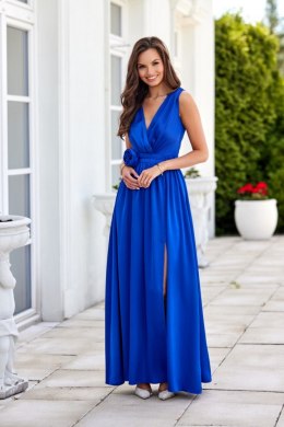 Paloma - satynowa sukienka maxi z ozdobną różą CHA