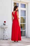 Paloma - satynowa sukienka maxi z ozdobną różą CZE