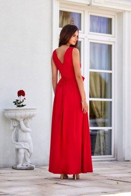 Paloma - satynowa sukienka maxi z ozdobną różą CZE