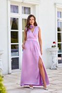 Paloma - satynowa sukienka maxi z ozdobną różą FIO