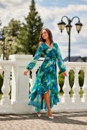 Carlotta - asymetryczna maxi sukienka z długimi rozciętymi rękawami 41D