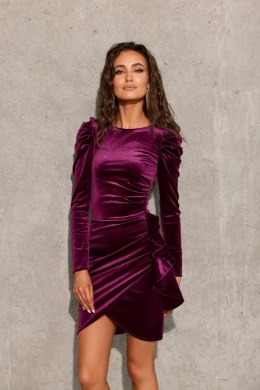 Sharon - welurowa sukienka z falbaną na boku BIS