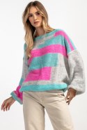 Kolorowy casualowy sweter z wełny F1895 Fobya