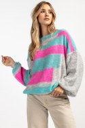 Kolorowy casualowy sweter z wełny F1895 Fobya