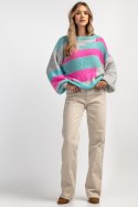 Kolorowy casualowy sweter z wełny F1895 Fobya
