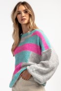 Kolorowy casualowy sweter z wełny F1895 Fobya